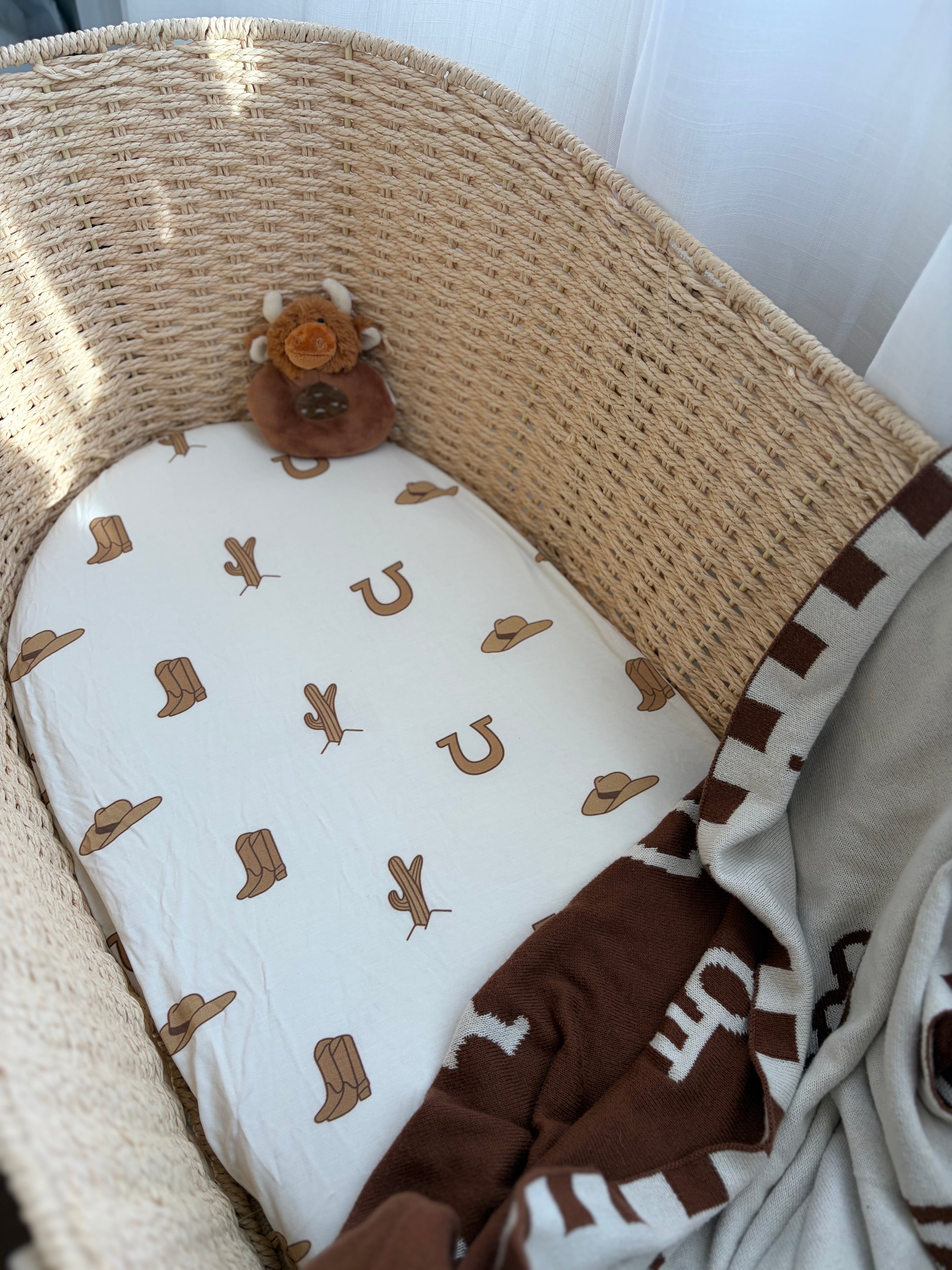 PRE-ORDER — Wild West Bamboo Bassinet Sheets