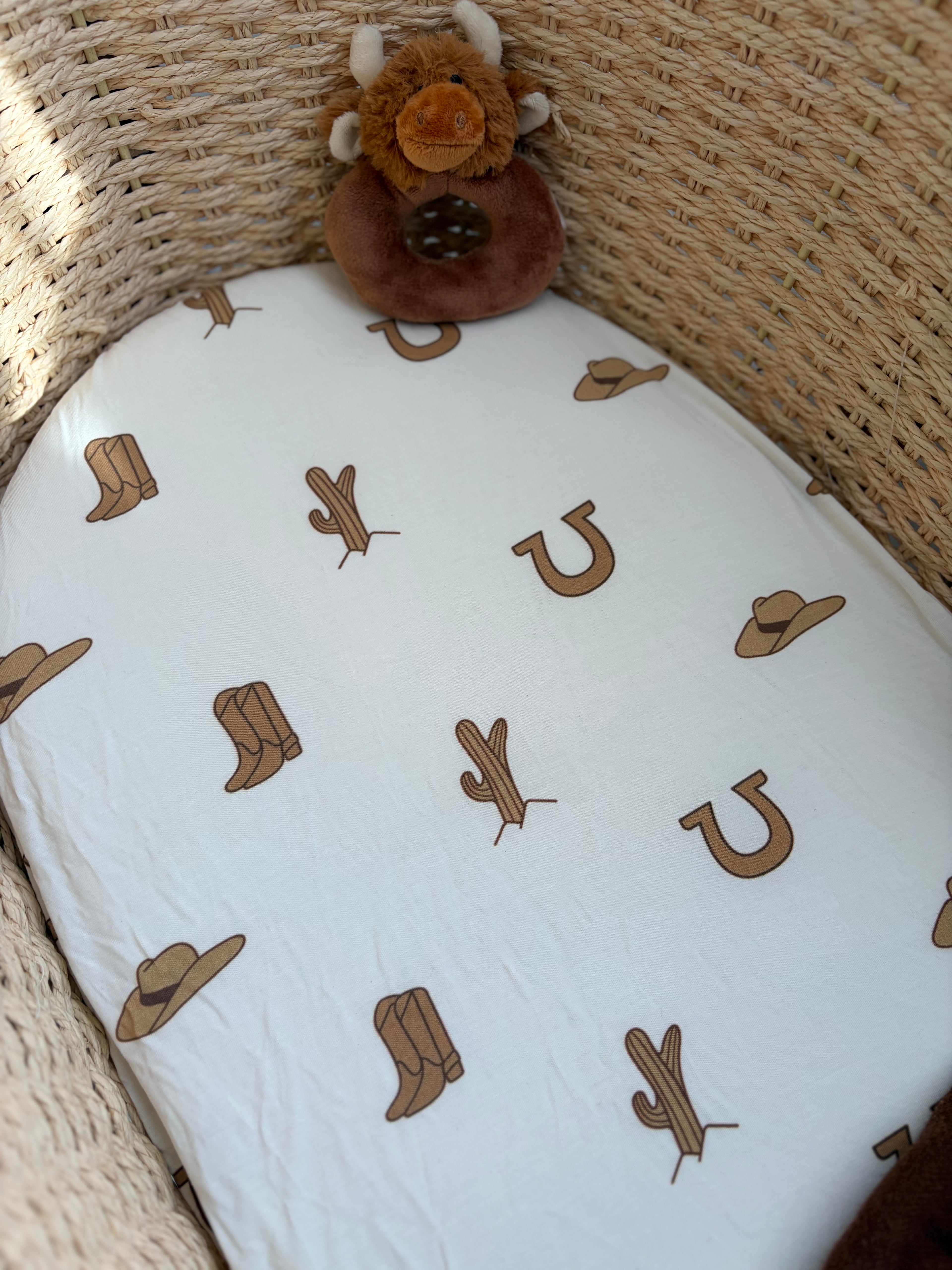 PRE-ORDER — Wild West Bamboo Bassinet Sheets