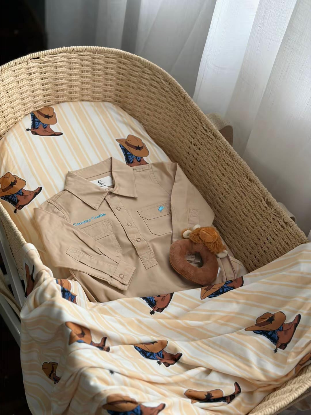 PRE-ORDER — Boot Scootin' Bamboo Bassinet Sheets